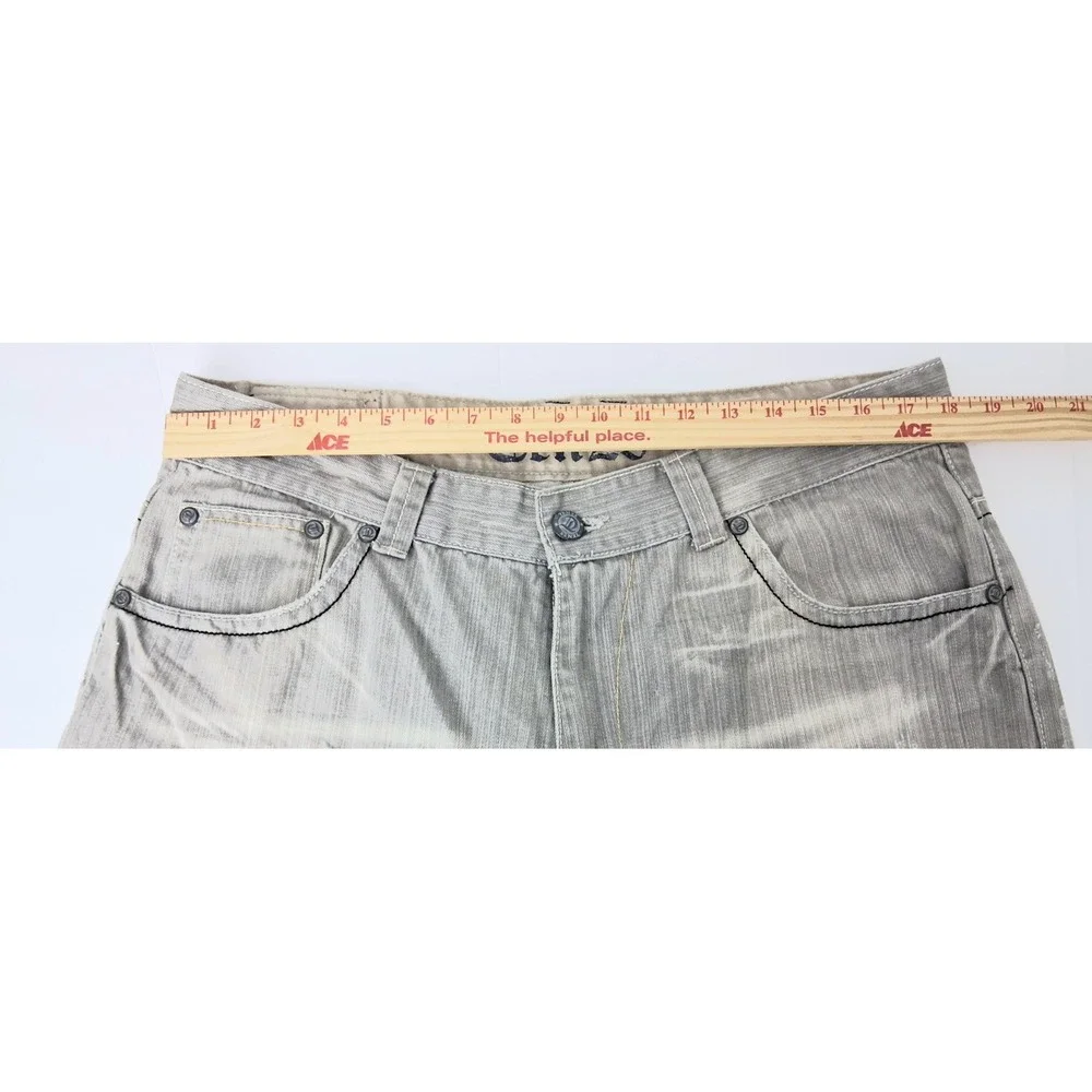 Ten 25 Jeans Men's Size 38 Gray Straight Leg Embroidered Back Pockets Pre-owned‎